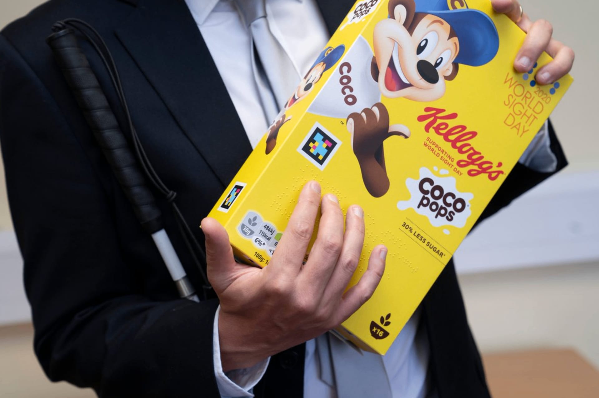 Caja de cereales con un código NaviLens impreso